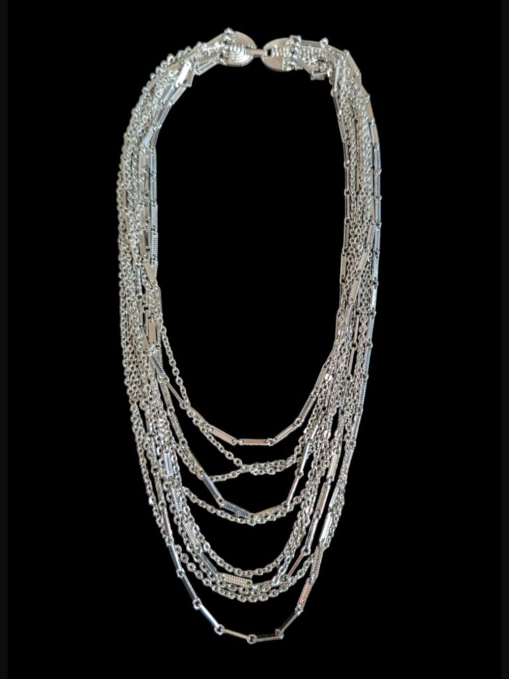Sarah Coventry Vintage Silver Tone Multi Strand 18" Bib Necklace